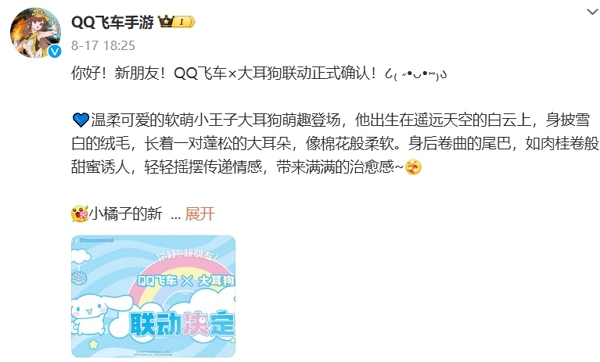 qq飞车手游三丽鸥大耳狗联动确认 全新联动活动即将上线